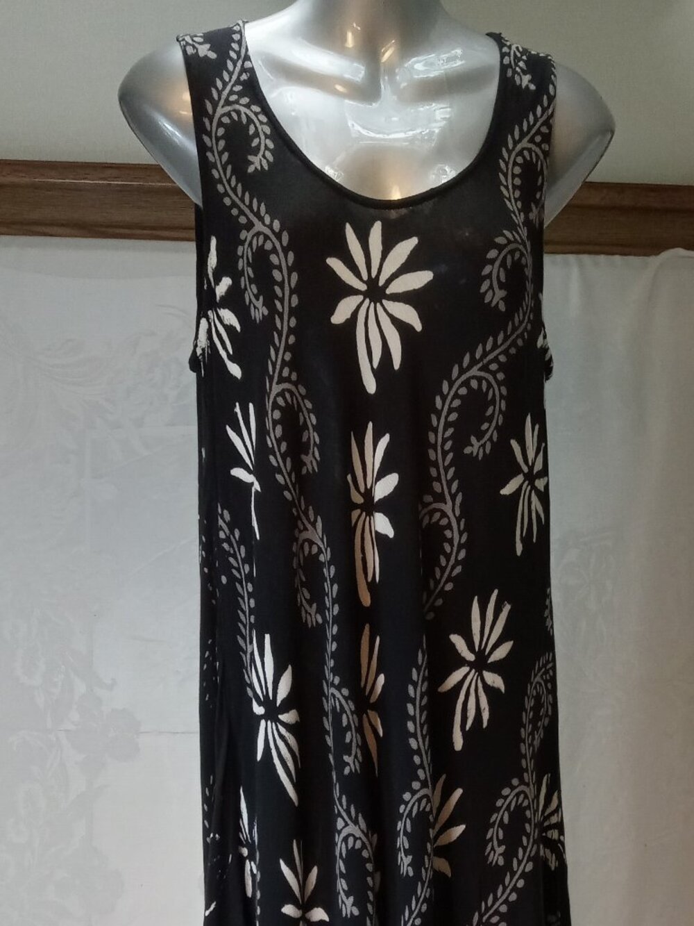 Model France Dress L Black White Flower Floral Whimsigoth 90s Grunge Boho Chic